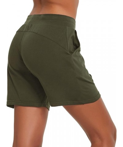 Women's Bermuda Shorts Long Cotton Casual Summer Knee Length Pull On Lounge Walking Exercise Shorts with Pockets Olive 2.0 $1...