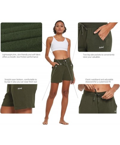 Women's Bermuda Shorts Long Cotton Casual Summer Knee Length Pull On Lounge Walking Exercise Shorts with Pockets Olive 2.0 $1...