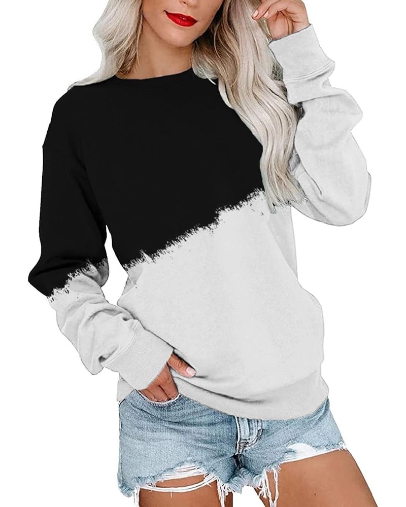 Womens Casual Crewneck Sweatshirts Long Sleeve Crew Neck Tunic Tops Loose Y2K Pullovers Pulloveg-black $5.93 Hoodies & Sweats...