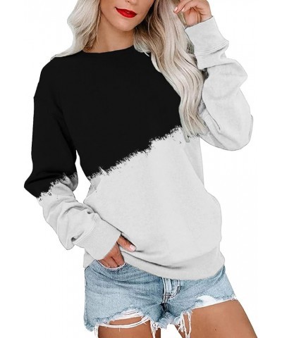 Womens Casual Crewneck Sweatshirts Long Sleeve Crew Neck Tunic Tops Loose Y2K Pullovers Pulloveg-black $5.93 Hoodies & Sweats...