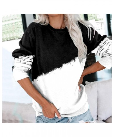 Womens Casual Crewneck Sweatshirts Long Sleeve Crew Neck Tunic Tops Loose Y2K Pullovers Pulloveg-black $5.93 Hoodies & Sweats...