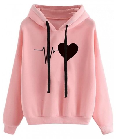 Women’s Oversized Hoodies Heart Print Cute Graphic Sweatshirts with Pocket Casual Long Sleeve Preppy Clothes 2023 33 Pink $13...