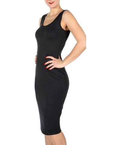 Sleeveless Midi Scoop Neck Racerback Tank Bodycon Dress 03 Charcoal $10.80 Dresses