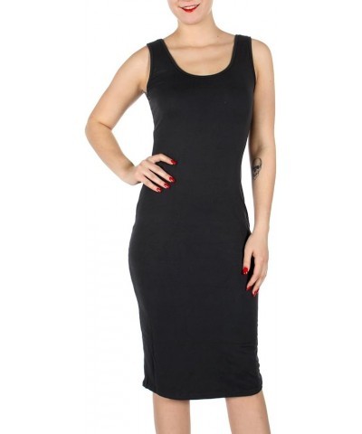 Sleeveless Midi Scoop Neck Racerback Tank Bodycon Dress 03 Charcoal $10.80 Dresses