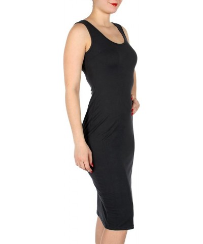 Sleeveless Midi Scoop Neck Racerback Tank Bodycon Dress 03 Charcoal $10.80 Dresses