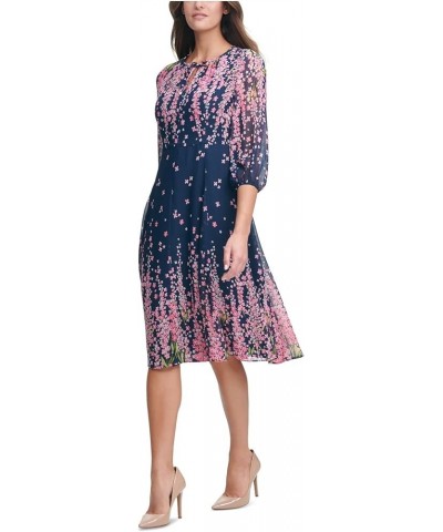 Women's Keyhole High Neck Midi Dress Sky Cap/Rosette $37.04 Dresses