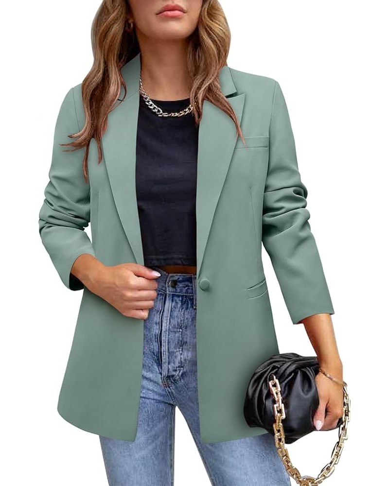 Womens Long Sleeve Casual Blazers Open Front Lapel Button Work Office Blazer Jackets 2-mint Green $17.22 Blazers