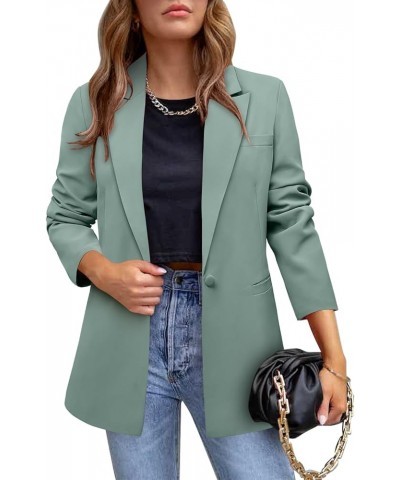 Womens Long Sleeve Casual Blazers Open Front Lapel Button Work Office Blazer Jackets 2-mint Green $17.22 Blazers