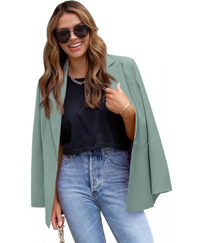 Womens Long Sleeve Casual Blazers Open Front Lapel Button Work Office Blazer Jackets 2-mint Green $17.22 Blazers