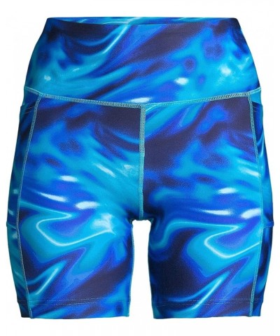 Women's Chlorine Resistant High Waisted 6" Bike Swim Shorts with UPF 50 Electric Blue Multi/Swirl $22.29 Swimsuits