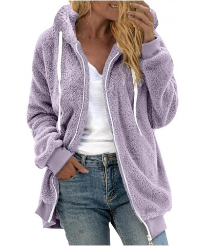 Fleece Jacket Womens Plus Size Loose Fuzzy Jacket Colorblock Plush Zip Up Hoodies Casual Faux Fur Jacket Outerwear A02purple ...