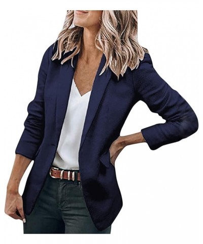 Basic Blazers for Women,Fall Winter Casual Open Front Plain Suit Lapel Blazer Jacket Formal Coat for Work Business A-navy $11...