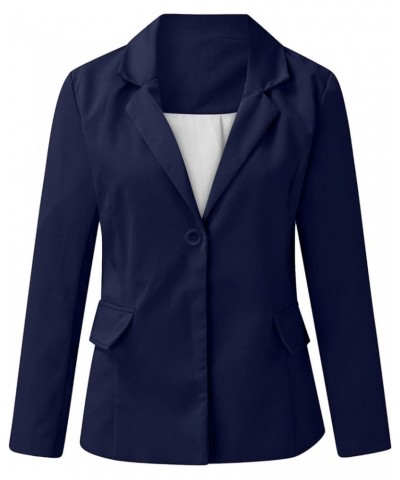 Basic Blazers for Women,Fall Winter Casual Open Front Plain Suit Lapel Blazer Jacket Formal Coat for Work Business A-navy $11...