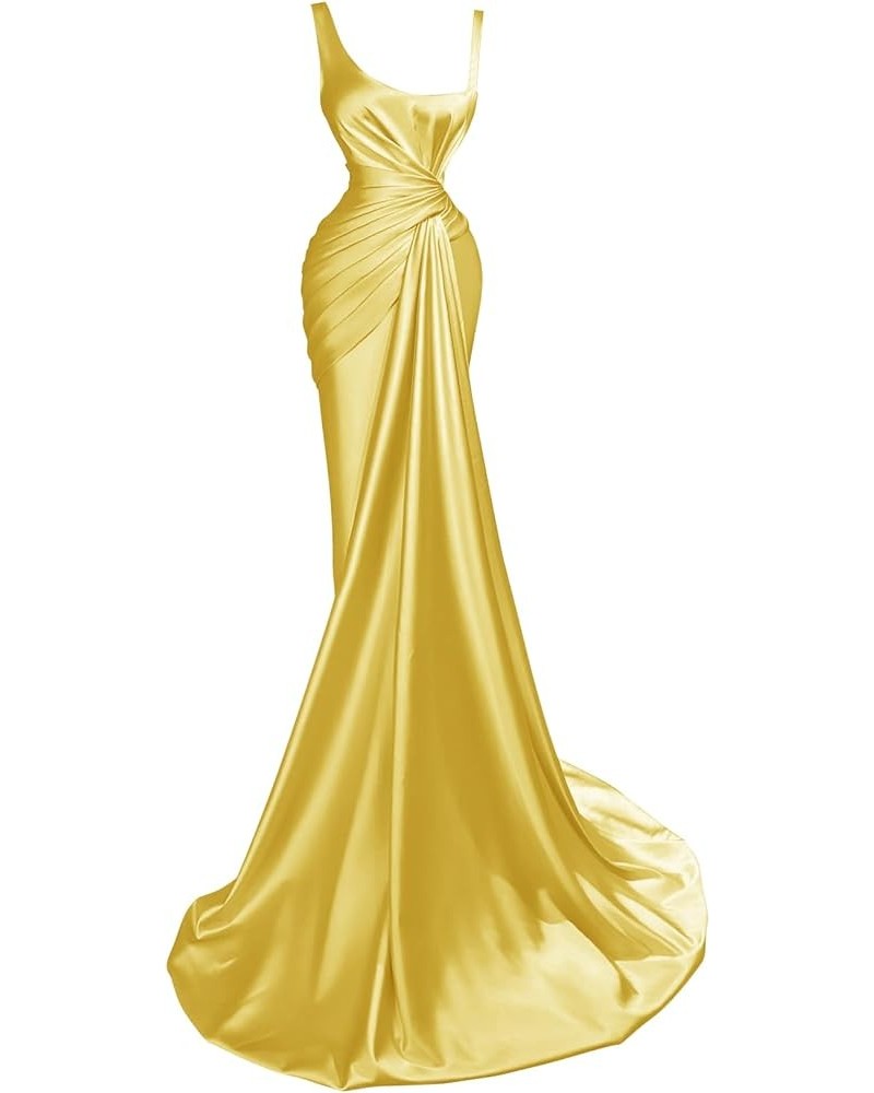 Spaghetti Strap Prom Dresses for Women Mermaid Train Formal Evening Gowns Yellow $39.12 Dresses