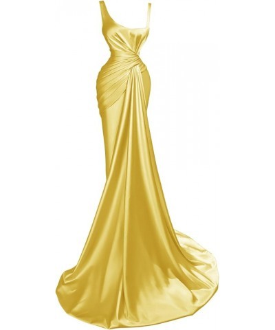 Spaghetti Strap Prom Dresses for Women Mermaid Train Formal Evening Gowns Yellow $39.12 Dresses