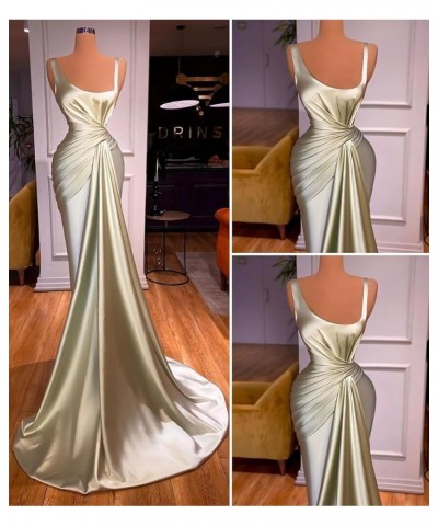 Spaghetti Strap Prom Dresses for Women Mermaid Train Formal Evening Gowns Yellow $39.12 Dresses