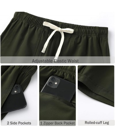 Women's Quick Dry Cargo Shorts Knee-Length Elastic Waist Outdoor Running Bermuda Shorts Army Green $11.76 Shorts