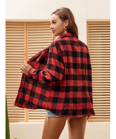 Premium Flannel Shirt Women Long Sleeve Fall Blouse Ladies Casual Top Cute Clothes Red T91 Flannel $15.94 Blouses