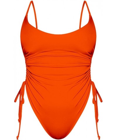 Women's Sexy One Piece Bathing Suit Tummy Control Swimsuit Neon Orange $22.39 Swimsuits