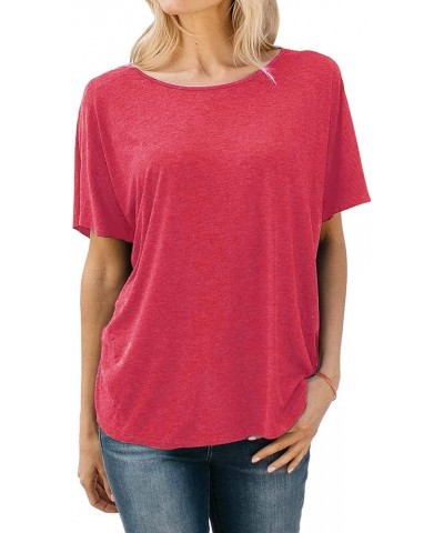 Women's Backless Short Sleeve Top Sexy Modal Open Back Knotted T-Shirt Tunic Tops Coral $10.80 T-Shirts