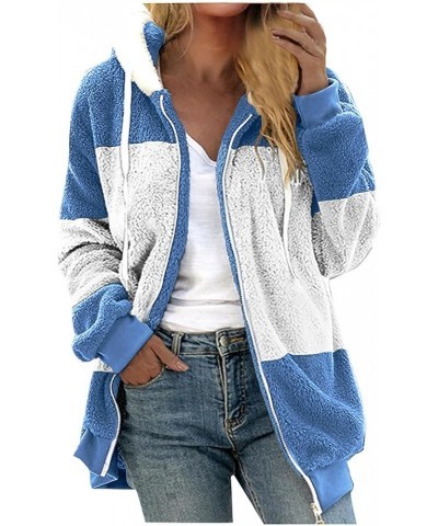 Winter Coats for Women Zip Up Fleece Jacket Warm Faux Fur Fuzzy Sherpa Sweatshirt Oversized Fashion Pocket Hoodie G-blue $9.0...