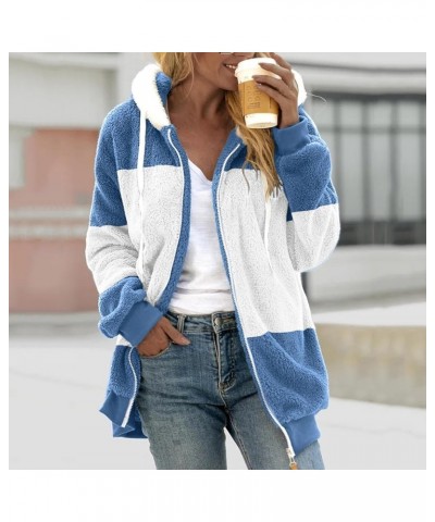 Winter Coats for Women Zip Up Fleece Jacket Warm Faux Fur Fuzzy Sherpa Sweatshirt Oversized Fashion Pocket Hoodie G-blue $9.0...