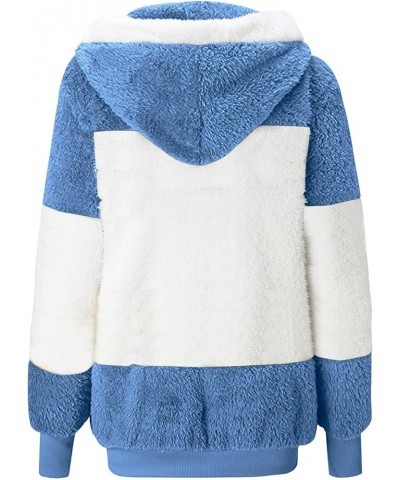 Winter Coats for Women Zip Up Fleece Jacket Warm Faux Fur Fuzzy Sherpa Sweatshirt Oversized Fashion Pocket Hoodie G-blue $9.0...