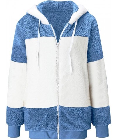 Winter Coats for Women Zip Up Fleece Jacket Warm Faux Fur Fuzzy Sherpa Sweatshirt Oversized Fashion Pocket Hoodie G-blue $9.0...