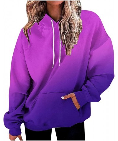 Women's Oversized Long Sleeve Hoodies Gradient Graphic Print Hooded Pullover Casual Trendy Sweatshirts with Pocket 06 Purple ...