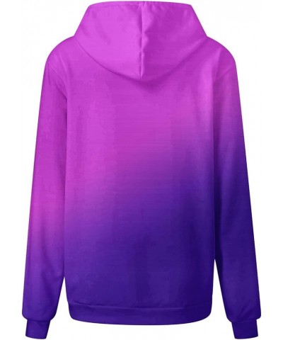 Women's Oversized Long Sleeve Hoodies Gradient Graphic Print Hooded Pullover Casual Trendy Sweatshirts with Pocket 06 Purple ...