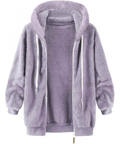 Sherpa Lined Jackets Women Fuzzy Plus Size Cardigan Fleece Zip Up Sweatshirts Color Block Patchwork Winter Sweater A01purple ...