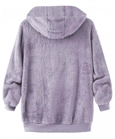 Sherpa Lined Jackets Women Fuzzy Plus Size Cardigan Fleece Zip Up Sweatshirts Color Block Patchwork Winter Sweater A01purple ...