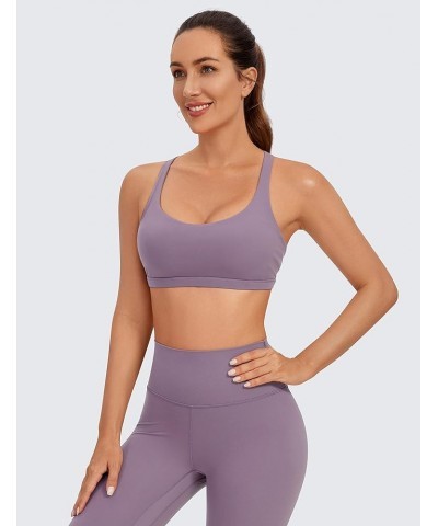 Strappy Sports Bras for Women - Criss Cross Back Sexy Wireless Padded Yoga Bra Cute Workout Matt Purple $18.29 Lingerie