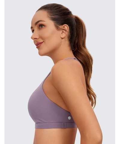 Strappy Sports Bras for Women - Criss Cross Back Sexy Wireless Padded Yoga Bra Cute Workout Matt Purple $18.29 Lingerie