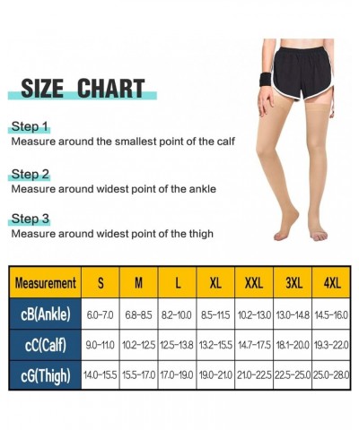 Thigh High 20-30mmHg Compression Stocking Toeless Compression Socks for Women & Men Circulation with Silicone Dot Band Beige ...