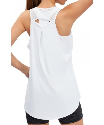 Ruched Longline Sports Bras for Women Medium Support Racerback Padded Workout Crop Tank Tops White 902 $9.45 Lingerie