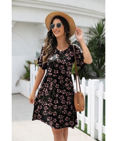 Women's Summer Casual Ruffle Short Sleeve Dress Loose Plain Knee Length Cute Dresses 10 Fp Mantian March Red $11.75 Dresses