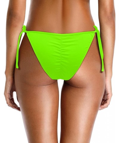 Women Tie Side Bikini Bottoms String Cheeky Bathing Suit Bottom Low Waist Ruched Scrunch Swimsuit Bottom Neon Green $10.94 Sw...