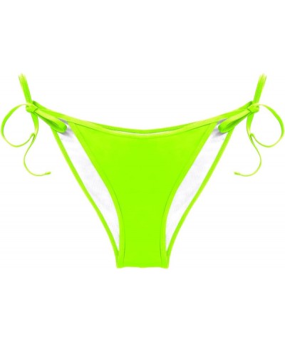 Women Tie Side Bikini Bottoms String Cheeky Bathing Suit Bottom Low Waist Ruched Scrunch Swimsuit Bottom Neon Green $10.94 Sw...