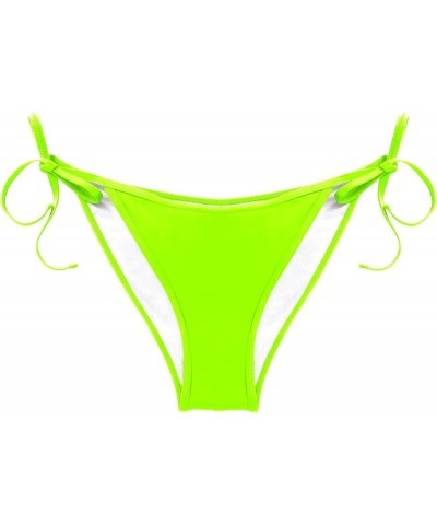 Women Tie Side Bikini Bottoms String Cheeky Bathing Suit Bottom Low Waist Ruched Scrunch Swimsuit Bottom Neon Green $10.94 Sw...