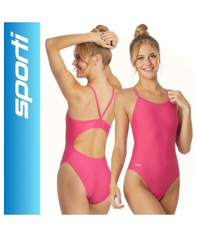 Thin Strap One Piece Swimsuit - Women's One Piece Swimsuit with Comfort and Durability Pink $22.20 Swimsuits