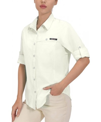 Women's UPF 50+ UV Protection Shirt, Breathable Long Sleeve Fishing Hiking Shirt, Air-Holes Tech White Heather $20.24 Activewear