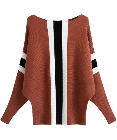 Women's Batwing Sleeves Knitted Dolman Sweaters Pullovers Tops I-caramel $16.72 Sweaters