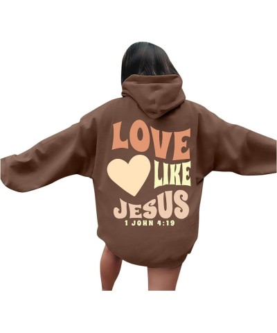 Women's Christian Hoodie Loves Like Jesus Casual Graphic Fleece Oversized Sweatshirts Long Sleeve Hooded Pullover Streetwear ...