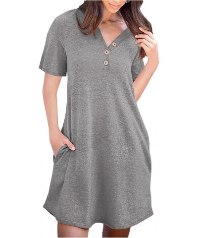 Women’s Casual Summer T Shirt Dress Elastic Loose Short Sleeve Dress with Pocket for Women 03gray $19.46 Dresses