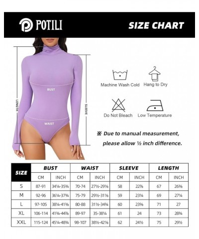 Fleece Long Sleeve Bodysuit for Women Mock Turtleneck Thong One Piece Thermal Body Suits Going Out Tops Sexy Purple $10.35 Li...