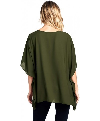 Opaque Chiffon Caftan Poncho Tunic Top Olive $12.30 Tops