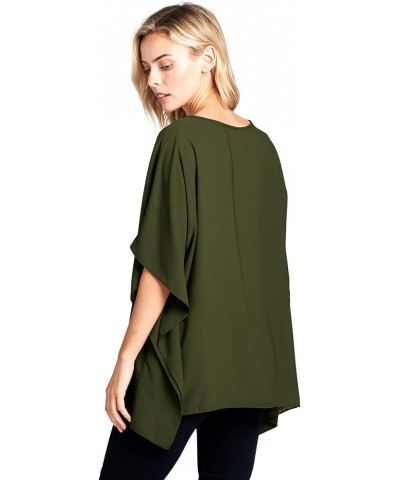 Opaque Chiffon Caftan Poncho Tunic Top Olive $12.30 Tops