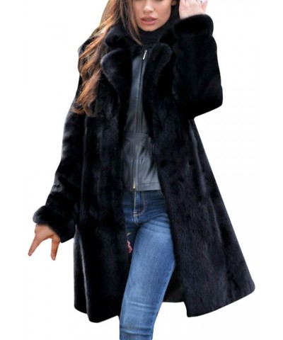 Womens Faux Fur Parka Coats Women Fuzzy Fleece Lapel Winter Warm Overcoat Long Cardigan Jackets Outwear X-Large Black $32.15 ...