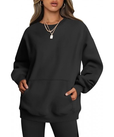 Women's Crewneck Sweatshirts Casual Long Sleeve Tops Fleece Hoodies Sweaters with Pocket Y- Black $17.10 Hoodies & Sweatshirts